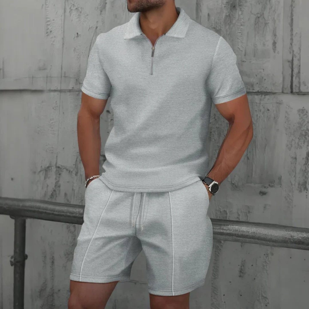 Heren Co-ord Set met Polo en Korte Broek van Zacht Katoen 6
