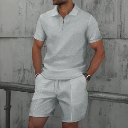 Heren Co-ord Set met Polo en Korte Broek van Zacht Katoen 6