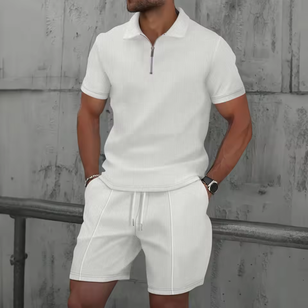 Heren Co-ord Set met Polo en Korte Broek van Zacht Katoen 9