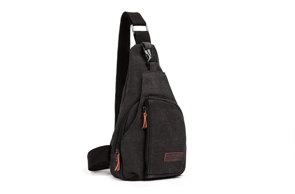 Heren Crossbody Tas Compact Met Ritssluiting en Verstelbare Schouderriem Zwart Klein
