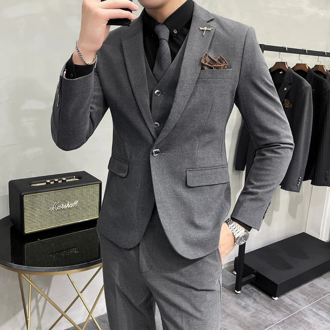 Heren Driedelig Pak met Strakke Tailoring en Slim Fit 1