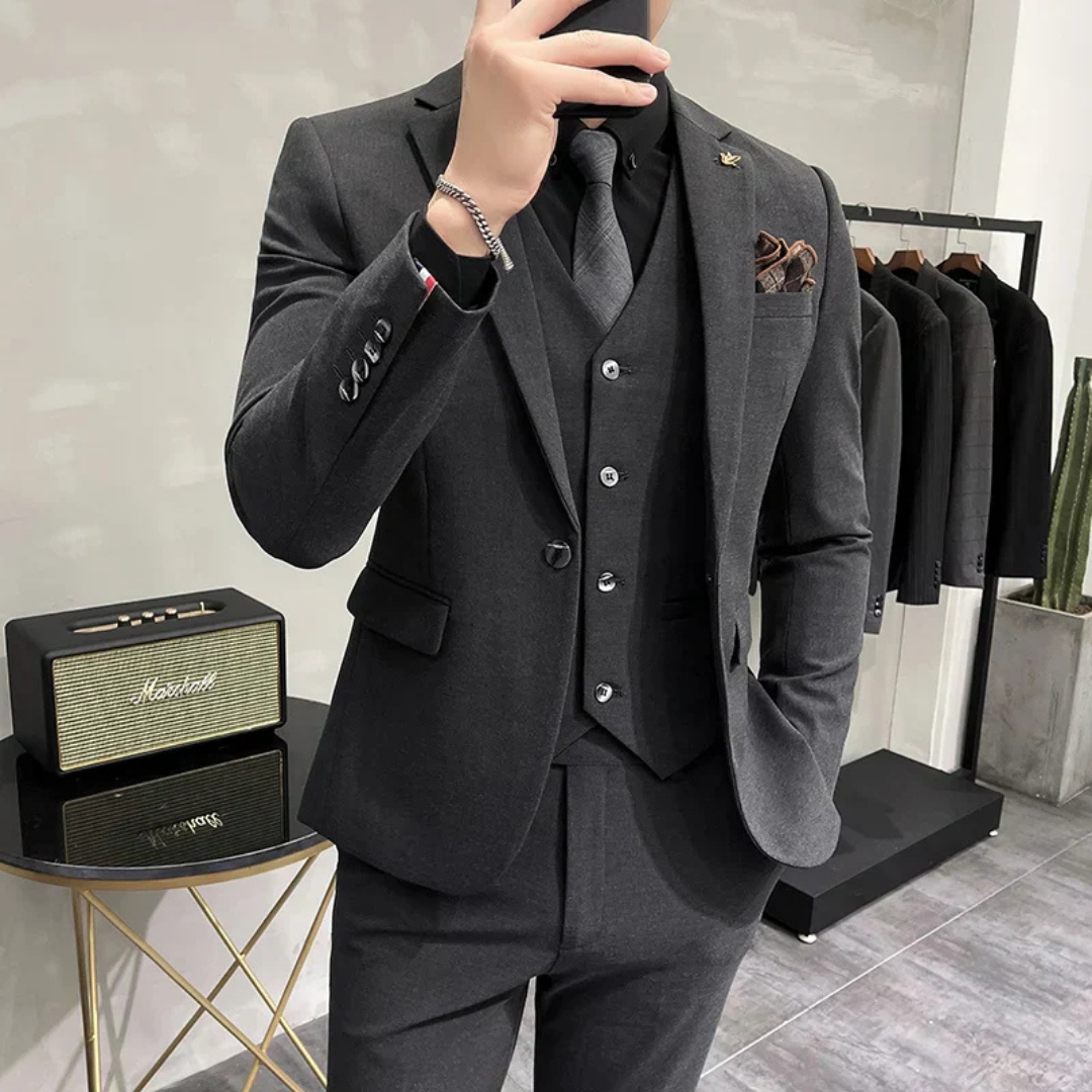 Heren Driedelig Pak met Strakke Tailoring en Slim Fit 2