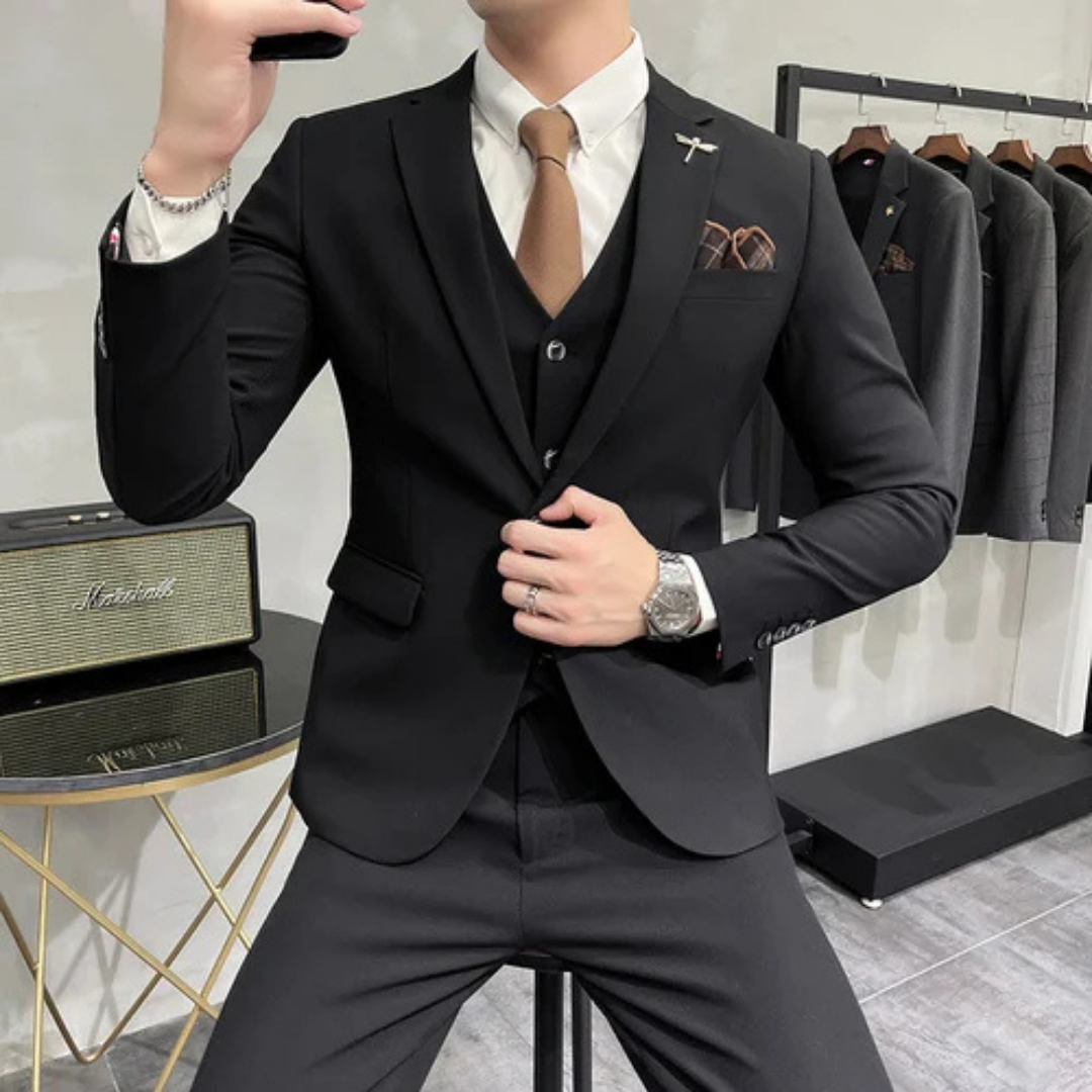 Heren Driedelig Pak met Strakke Tailoring en Slim Fit 3