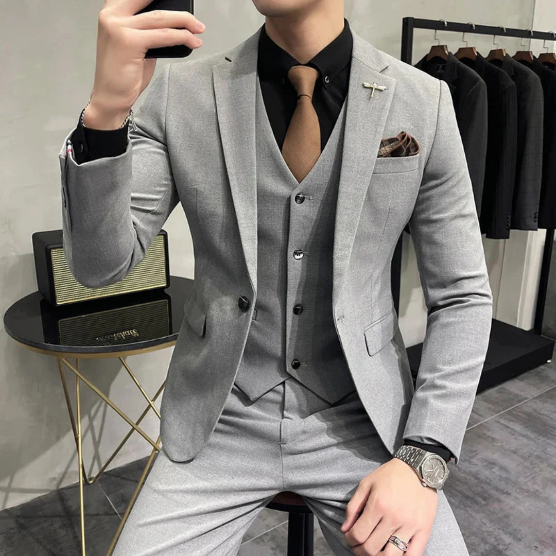 Heren Driedelig Pak met Strakke Tailoring en Slim Fit 4