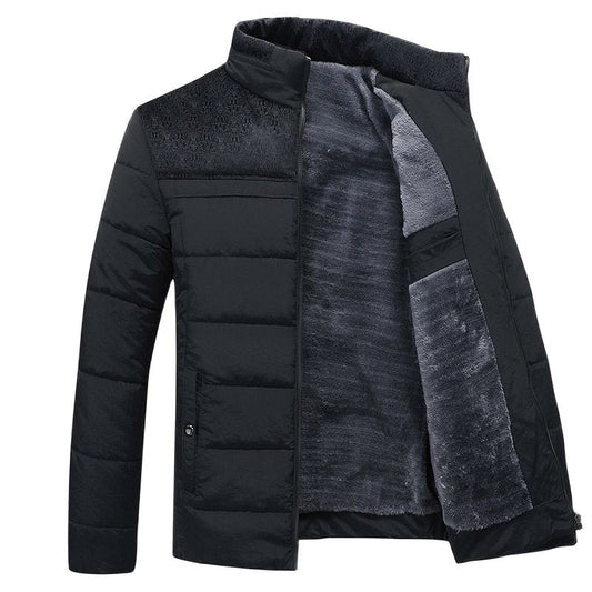 Heren Fleecejack met Hoge Kraag en Rechte Pasvorm voor Winter Zwart