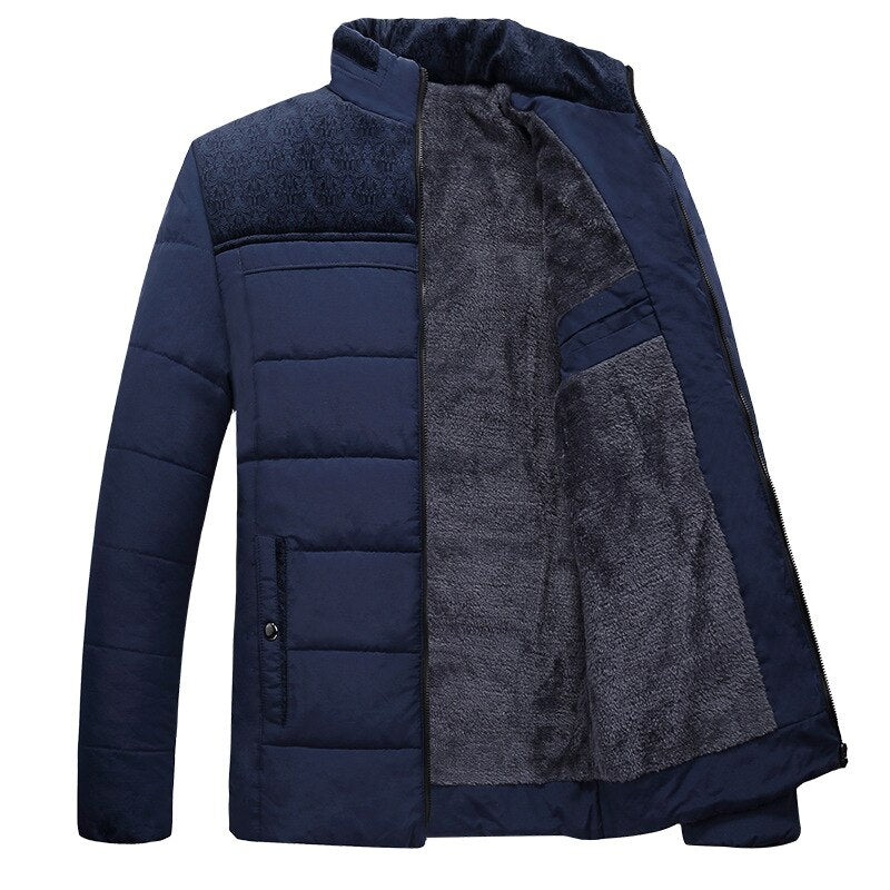 Heren Fleecejack met Hoge Kraag en Rechte Pasvorm voor Winter Blauw