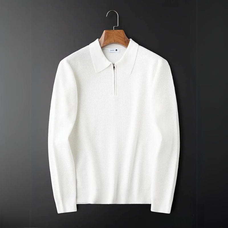 Heren Gebreid Shirt met Wafelstructuur en Kwart-Zip 6