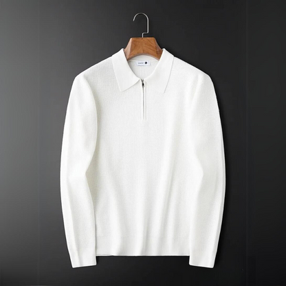 Heren Gebreid Shirt met Wafelstructuur en Kwart-Zip 6
