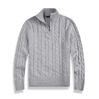 Heren Half-Zip Trui van Hoogwaardige Katoen met Hoge Kraag en Ribgebreide Randen 0