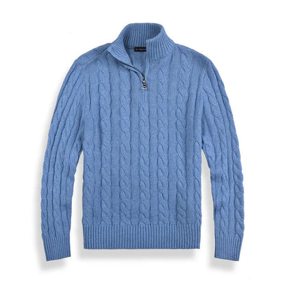 Heren Half-Zip Trui van Hoogwaardige Katoen met Hoge Kraag en Ribgebreide Randen 4