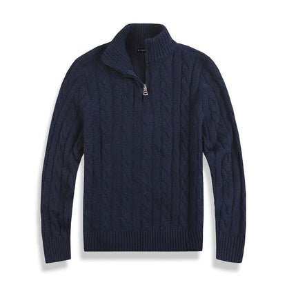 Heren Half-Zip Trui van Hoogwaardige Katoen met Hoge Kraag en Ribgebreide Randen 6