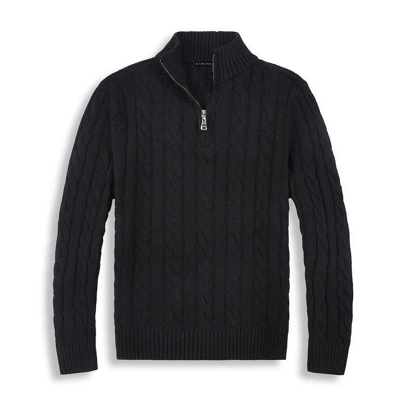 Heren Half-Zip Trui van Hoogwaardige Katoen met Hoge Kraag en Ribgebreide Randen 7