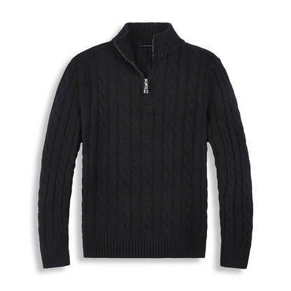 Heren Half-Zip Trui van Hoogwaardige Katoen met Hoge Kraag en Ribgebreide Randen 7