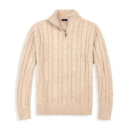 Heren Half-Zip Trui van Hoogwaardige Katoen met Hoge Kraag en Ribgebreide Randen 8