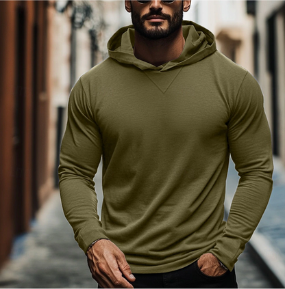 Heren Hoodie Basic Slim Fit Trui met Capuchon Groen