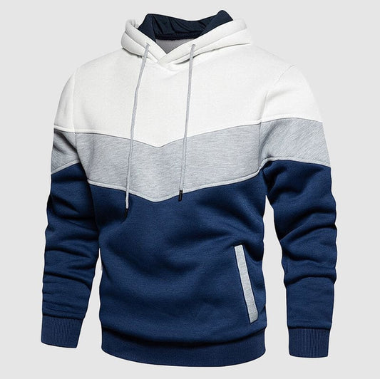 Heren Hoodie met Capuchon en Kleurblokken Blauw