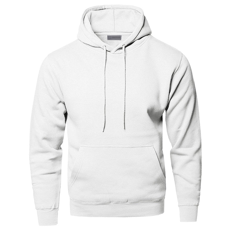 Heren Hoodie met Capuchon en Buikzak in Effen Kleur Wit