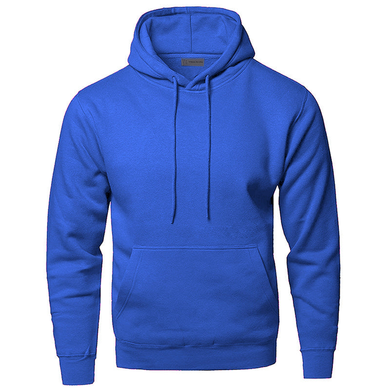 Heren Hoodie met Capuchon en Buikzak in Effen Kleur Blauw