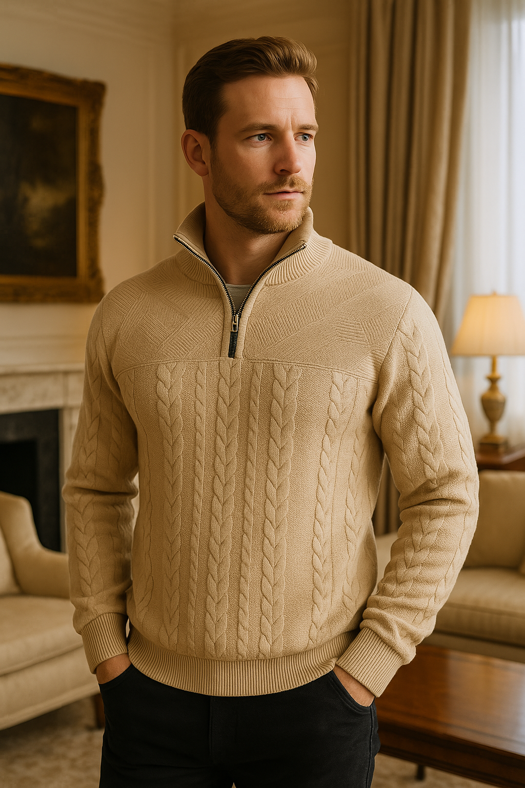 Heren Hoodie met Kwart Rits en Relaxed Fit 3