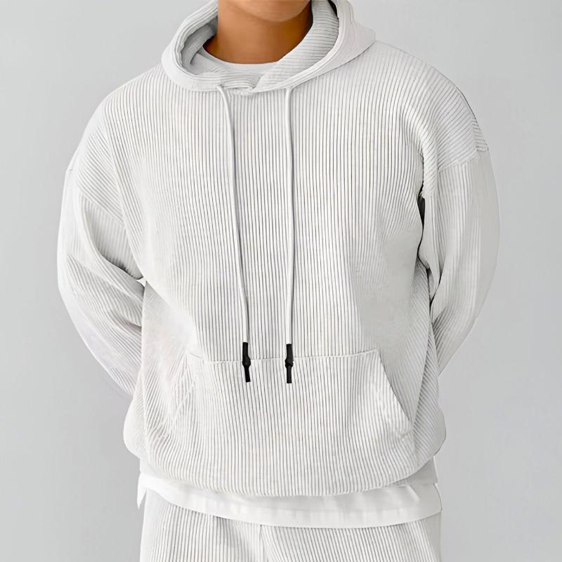 Heren Hoodie met Oversized Pasvorm en Geribbelde Capuchon 0