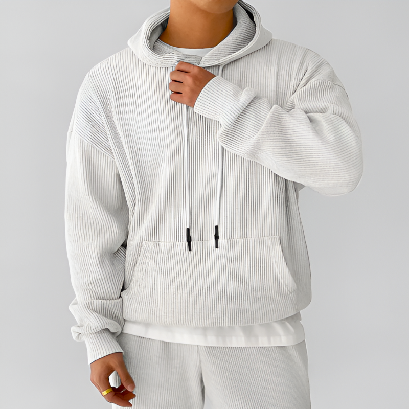 Heren Hoodie met Oversized Pasvorm en Geribbelde Capuchon 1