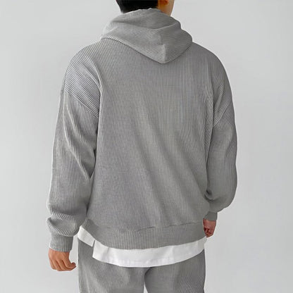 Heren Hoodie met Oversized Pasvorm en Geribbelde Capuchon 3