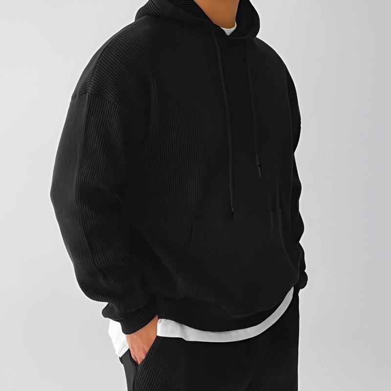 Heren Hoodie met Oversized Pasvorm en Geribbelde Capuchon 5