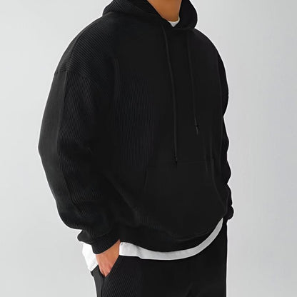 Heren Hoodie met Oversized Pasvorm en Geribbelde Capuchon 5