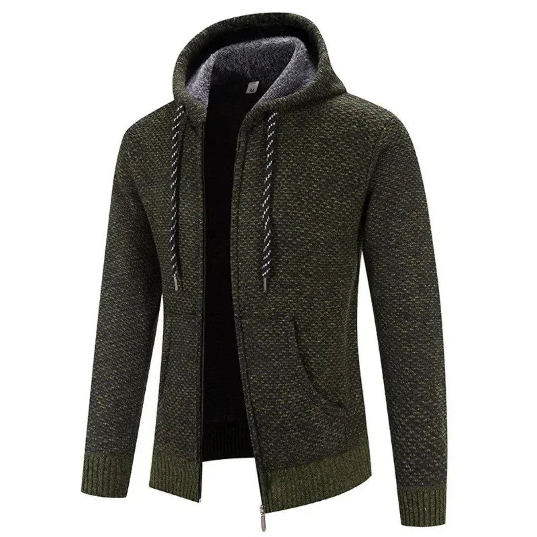 Heren Gebreide Hoodie met Ritssluiting en Zachte Voering