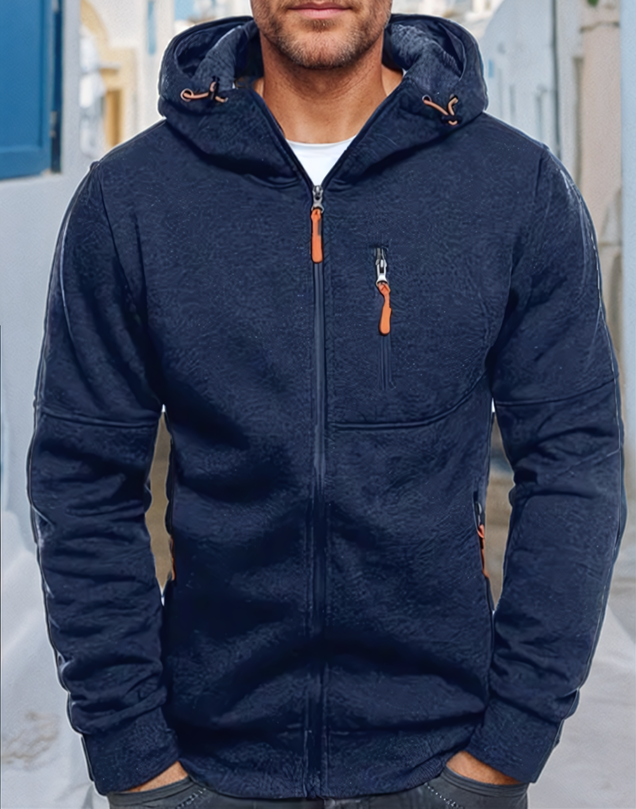 Heren Hoodie met Verstelbare Capuchon en Volledige Rits 0