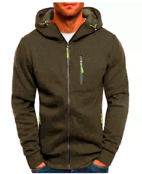 Heren Hoodie met Verstelbare Capuchon en Volledige Rits 10