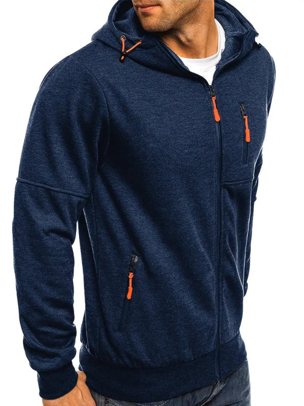 Heren Hoodie met Verstelbare Capuchon en Volledige Rits 2