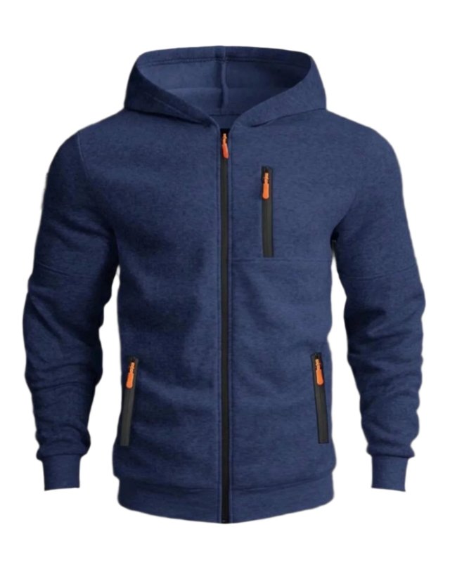 Heren Hoodie met Verstelbare Capuchon en Volledige Rits 3