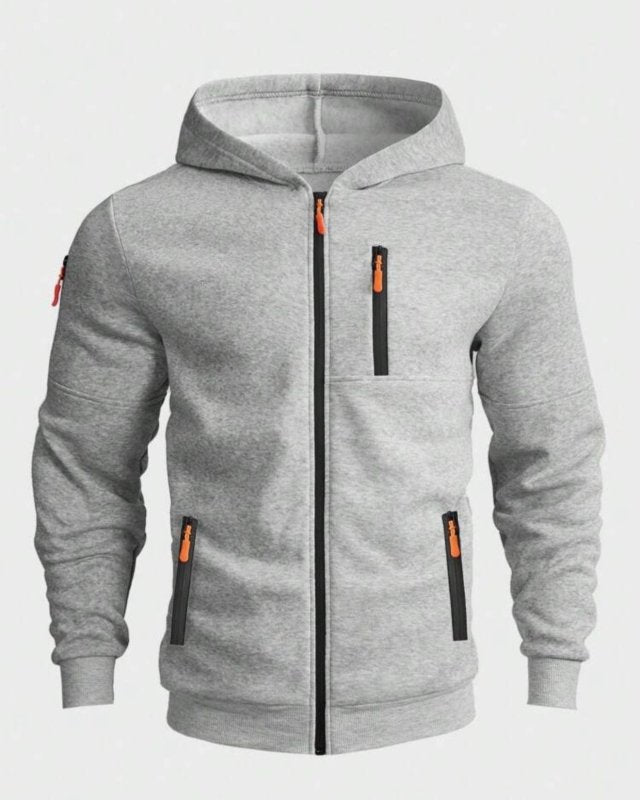 Heren Hoodie met Verstelbare Capuchon en Volledige Rits 8