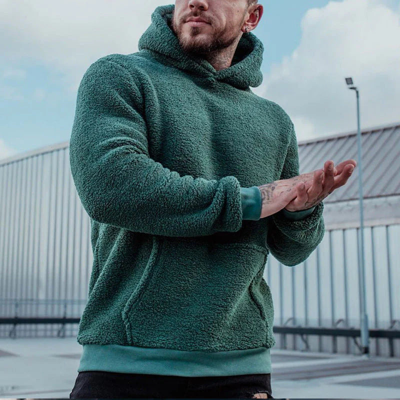 Heren Hoodie van Pluche met Relaxed Fit en Praktische Zakken 1