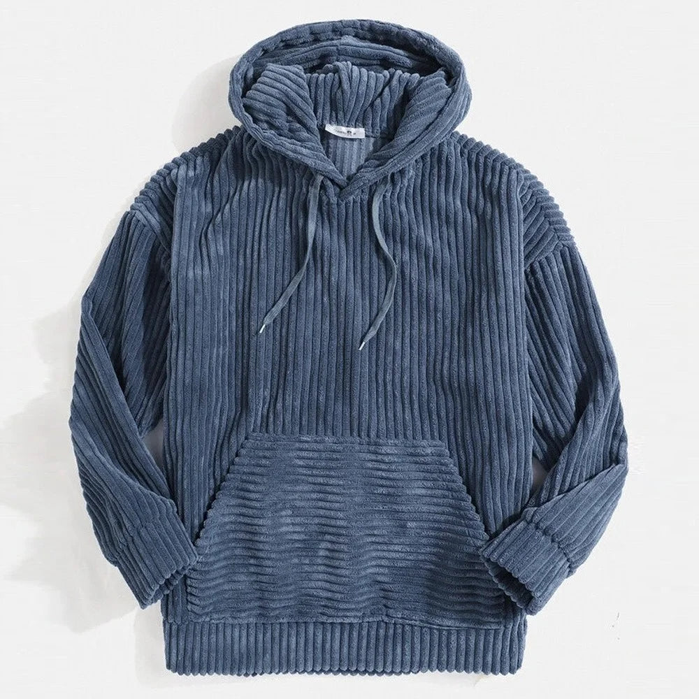 Heren Hoodie van Ultra Zachte Katoenen Blend met Corduroy Textuur 0