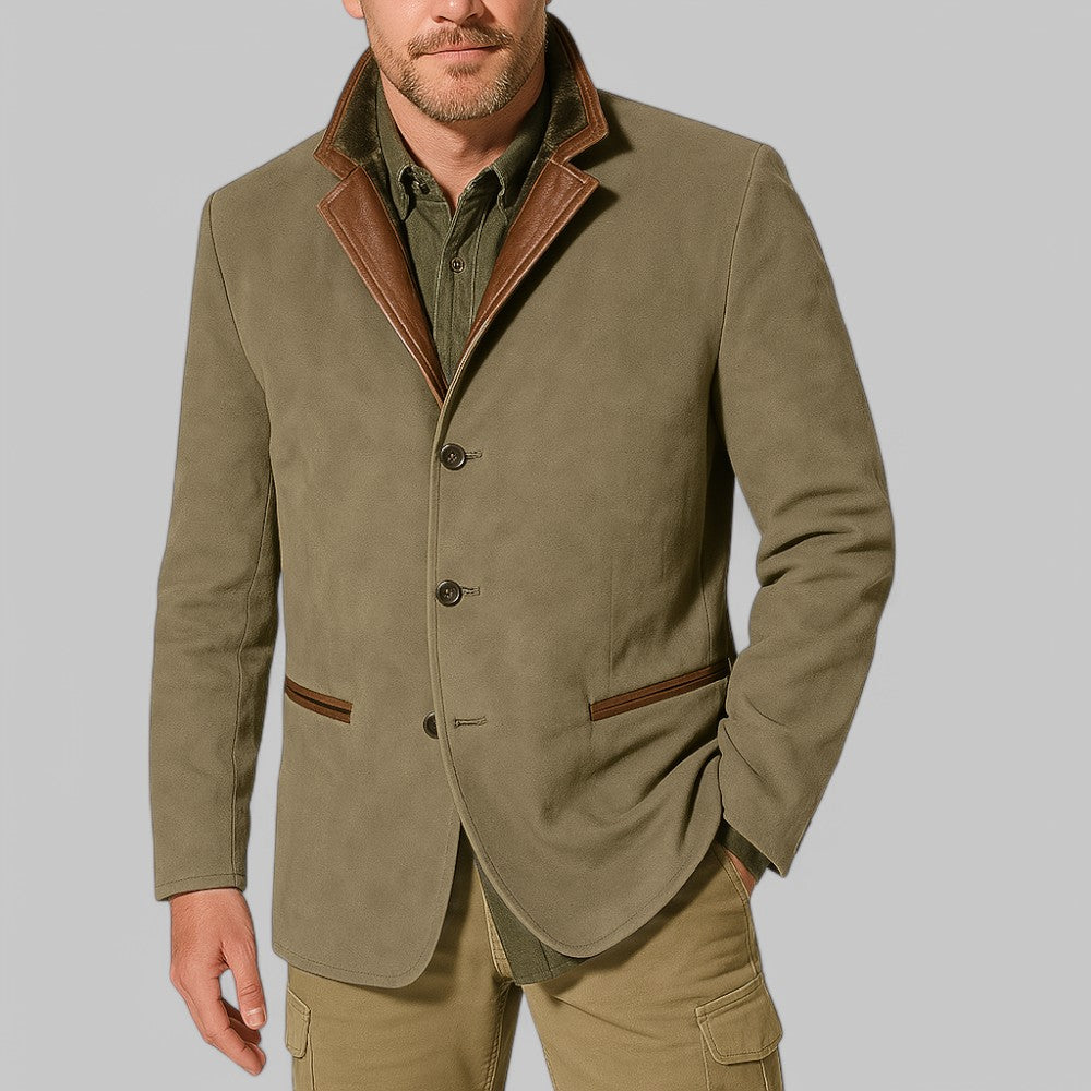 Heren Jas met Tijdloos Ontwerp Khaki