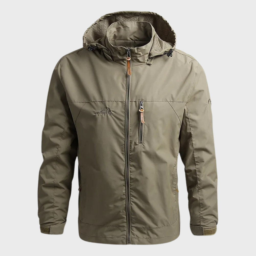 Heren Lichtgewicht Heren Jack Outdoor met Capuchon Khaki