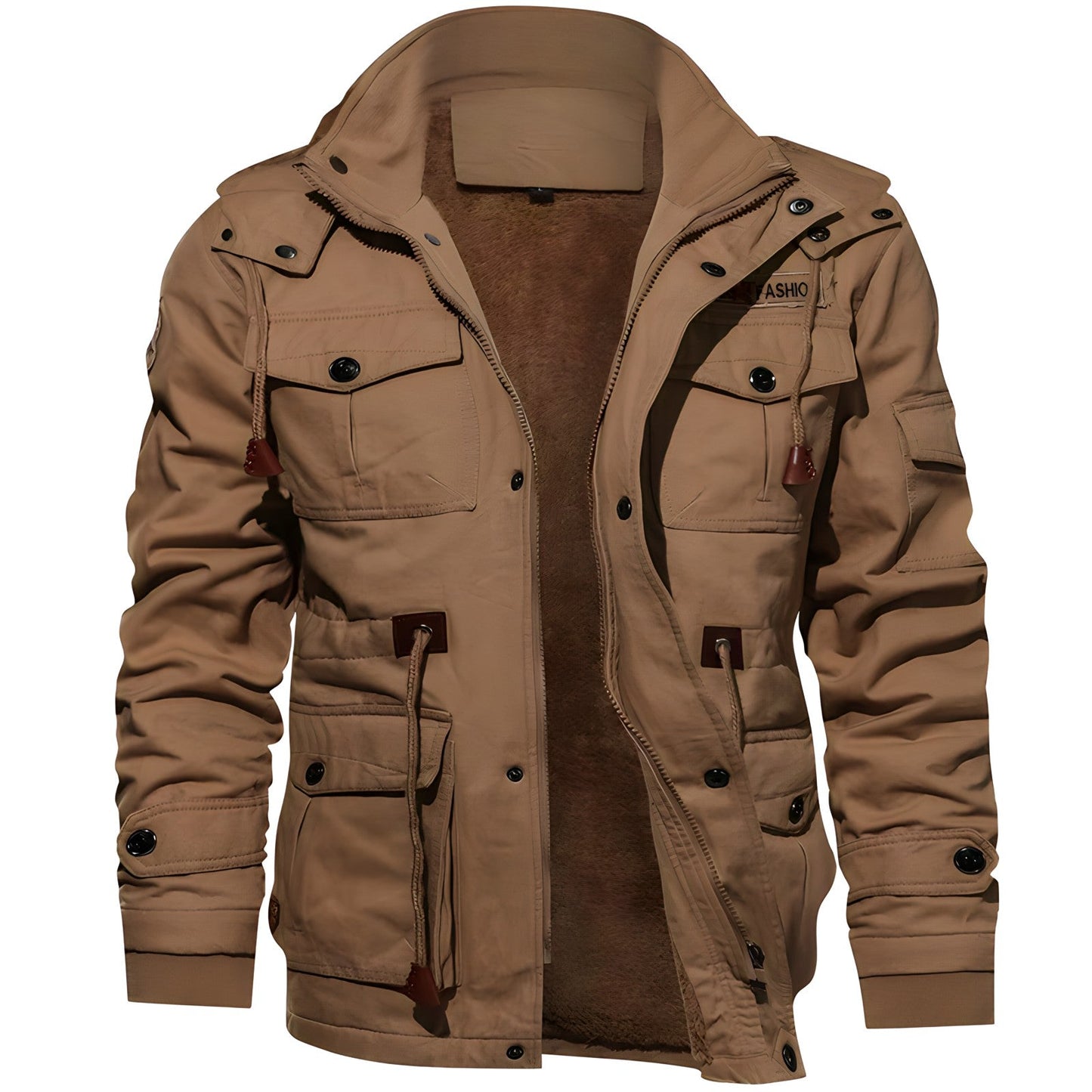 Heren Jas Winter met Fleece Kap en Meerdere Zakjes 10