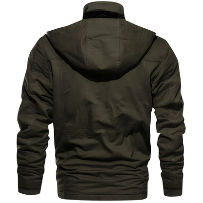 Heren Jas Winter met Fleece Kap en Meerdere Zakjes 2