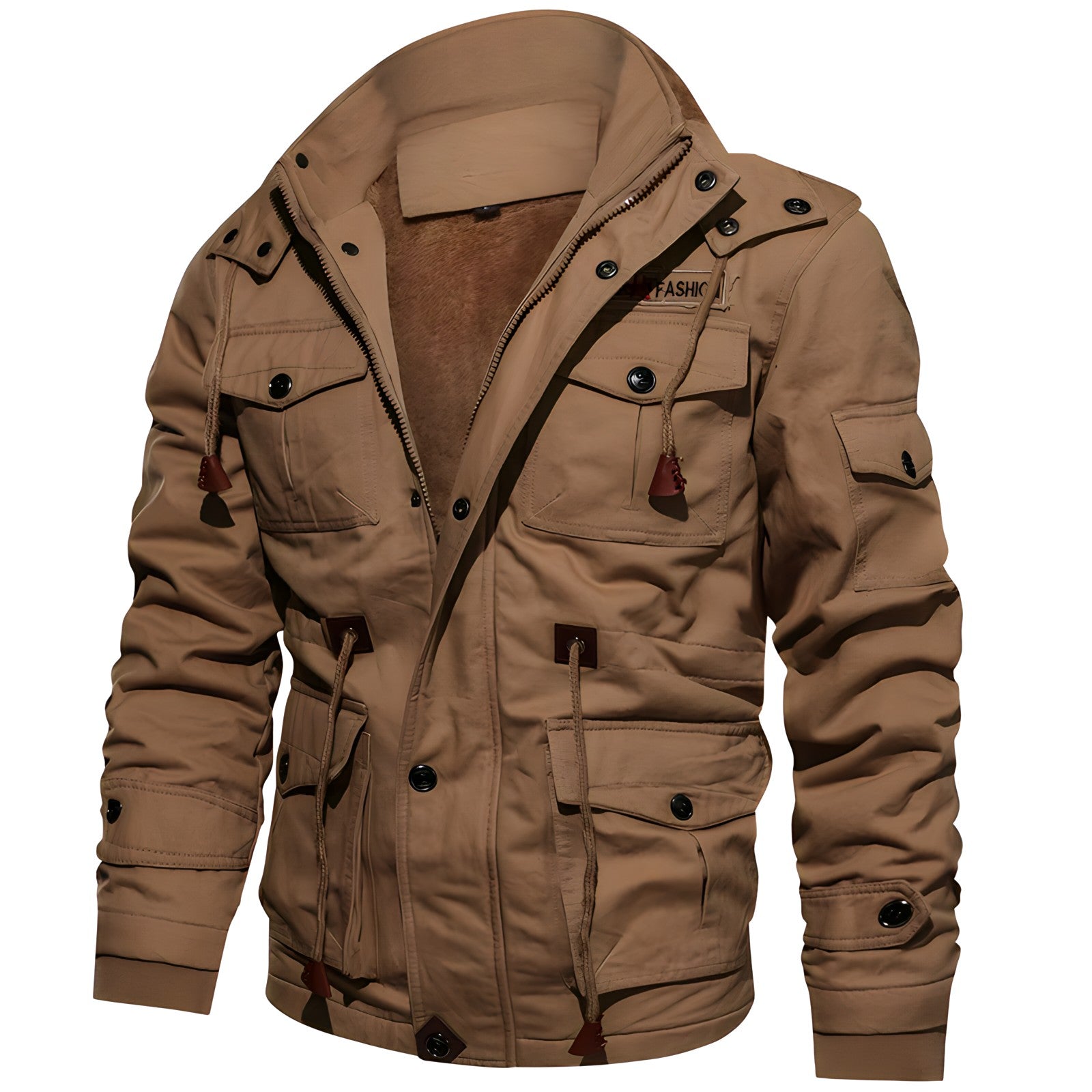 Heren Jas Winter met Fleece Kap en Meerdere Zakjes 3