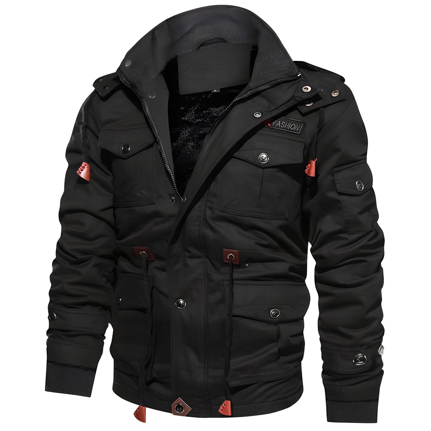 Heren Jas Winter met Fleece Kap en Meerdere Zakjes 5