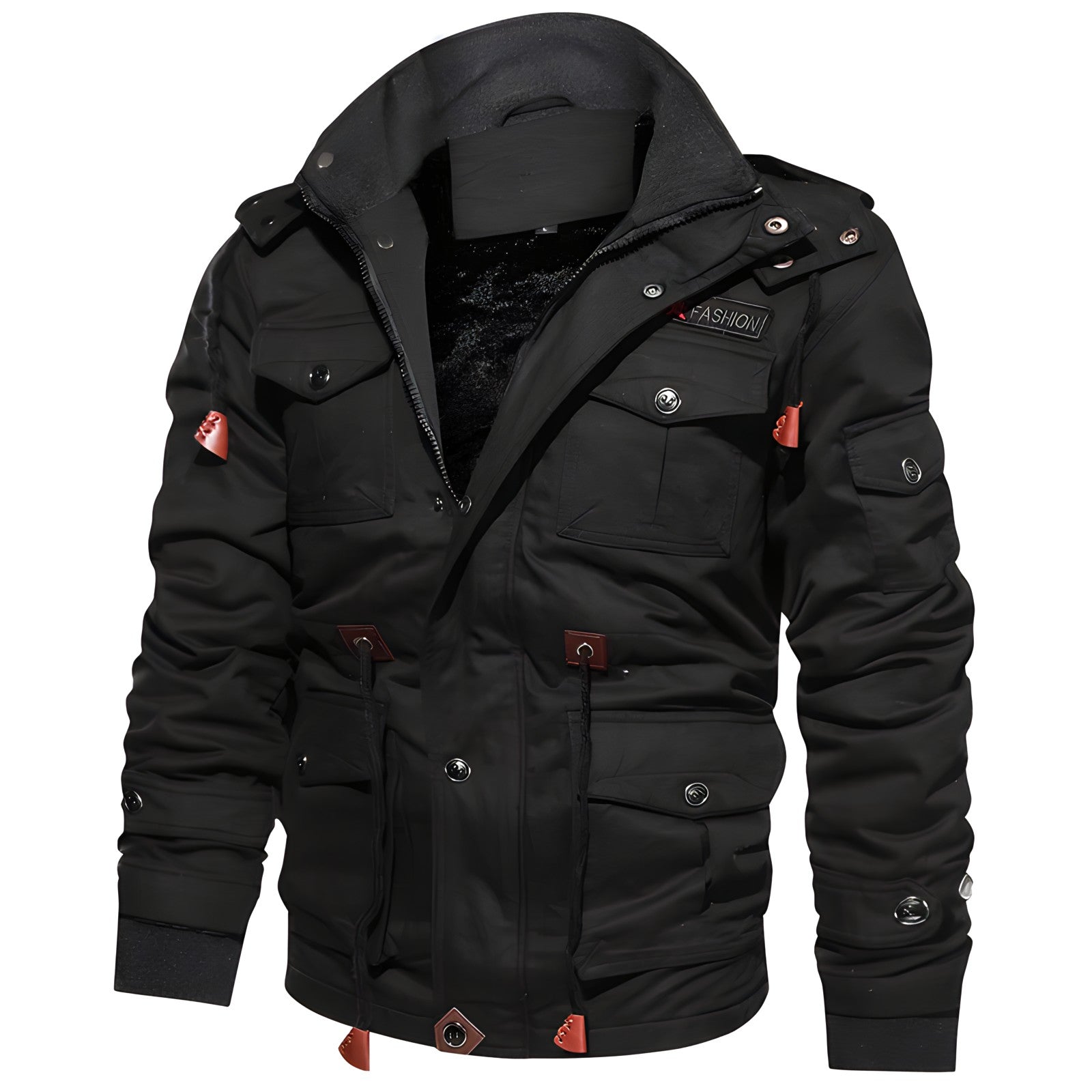 Heren Jas Winter met Fleece Kap en Meerdere Zakjes 5