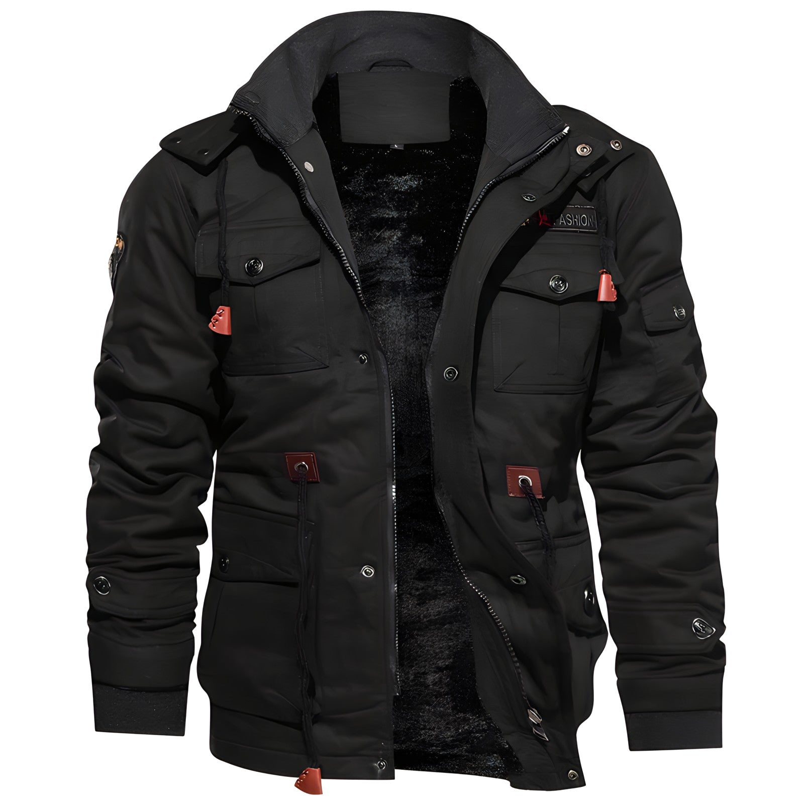 Heren Jas Winter met Fleece Kap en Meerdere Zakjes 9