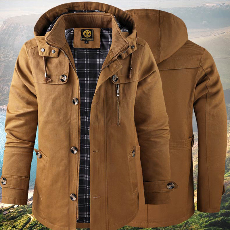 Heren Jas Winter met Moderne Pasvorm en Praktische Details 1