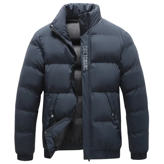 Heren Winterjas met Verstelbare Capuchon en Weerbestendige Afwerking Marineblauw
