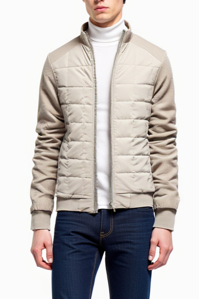 Heren Jas met Gequilt Ontwerp en Ribgebreide Mouwen voor Winter 0