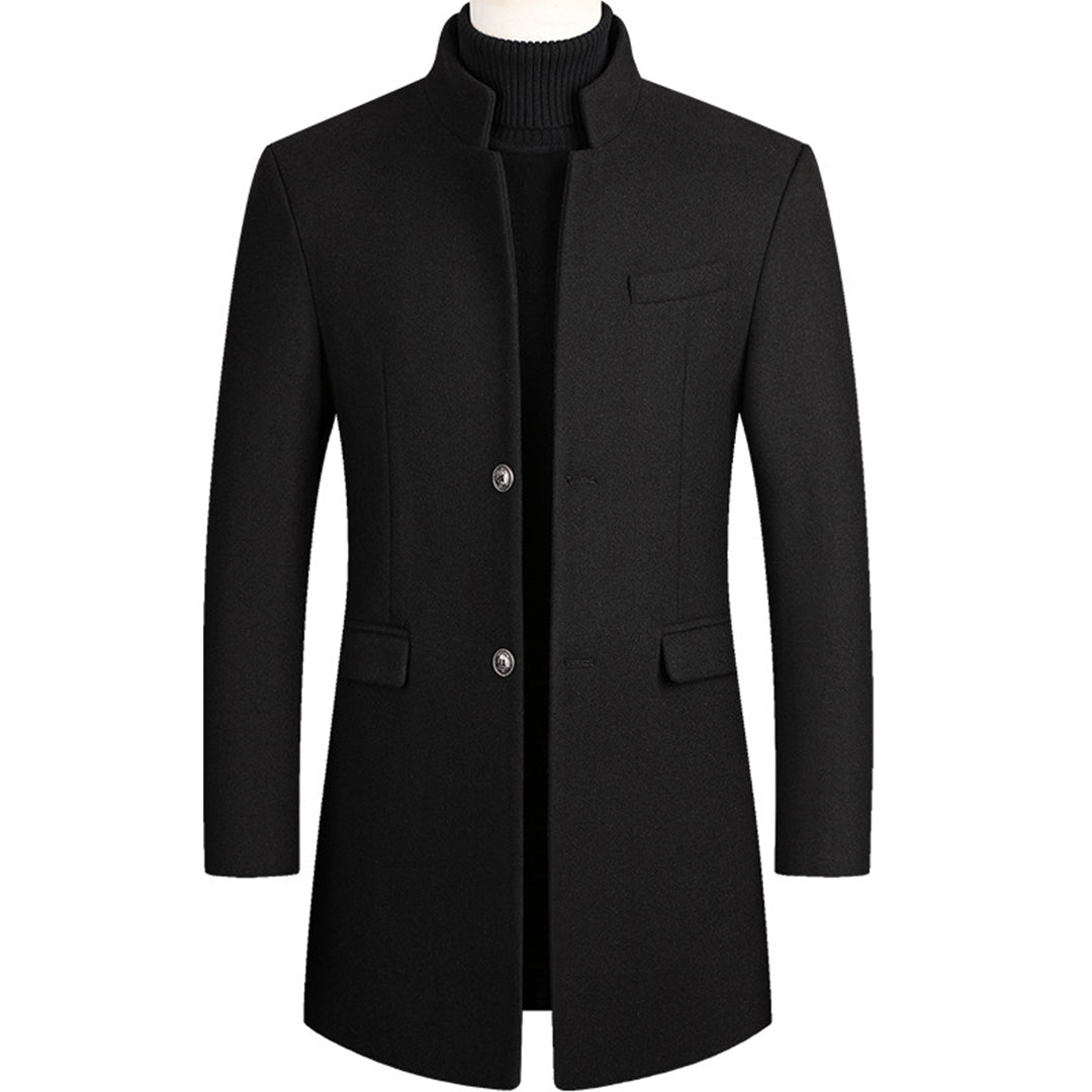Heren Lange Trenchcoat Casual Zwart