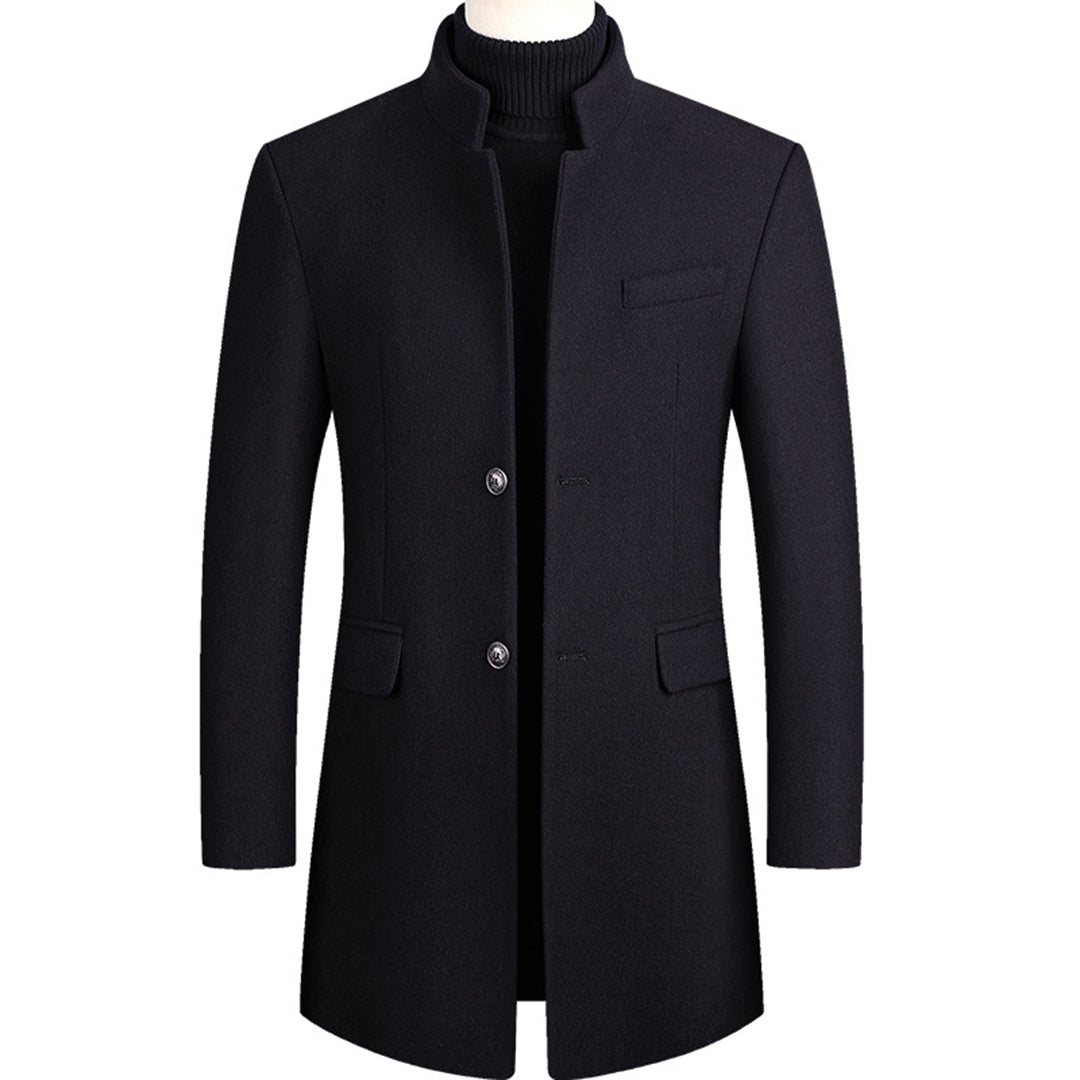 Heren Lange Trenchcoat Casual Marineblauw