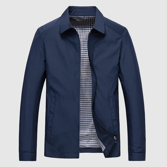 Heren Jas met Turn-Down Kraag en Ritsluiting voor Business en Casual Gebruik 0